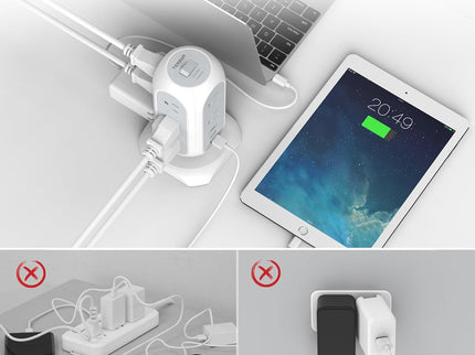 Tower Power Strip Flat Plug with 11 Outlets 3 USB (1 USB C)
