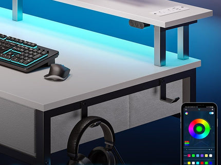 Rolanstar 55" Computer Desk with Power Outlets