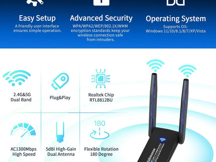 USB 3.0 WiFi Adapter for PC Desktop