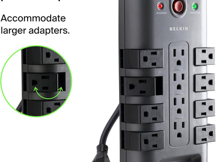 Belkin Surge Protector Power Strip w/ 8 Rotating & 4 Standard Outlets