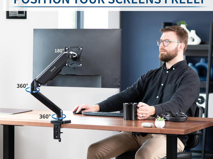 VIVO Single Monitor Desk Mount – Mechanical Arm, Fits 17–32" Screens, Height Adjustable, VESA Compatible – STAND-V001O