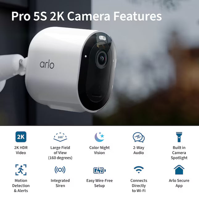 Arlo Pro 5S Indoor/Outdoor 1-Camera Battery-operated Mounted Security Camera System