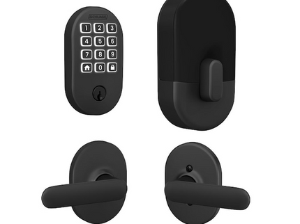 Schlage Arrive Remsen Matte Black Electronic Deadbolt and Davlin-Remsen Door Handle Bundle