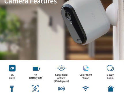 Arlo Essential XL Outdoor Camera 2K (2nd Generation) Indoor/Outdoor 1-Camera Battery-operated Spotlight Security Camera System