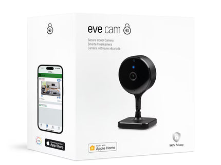 Eve Wireless Indoor Plug-in Smart Security Camera with Night Vision 2-way Audio Built-in microphone and speakers Black