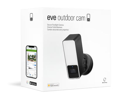 Eve Outdoor Cam- Smart Wired Dimmable Outdoor Floodlight works with Apple Home 2-way Comm End-to-End Encryption Black