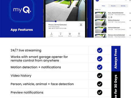 Chamberlain myQ Outdoor 1 -Channel 1 -Camera 2K Battery-operated Mounted No internal memory Internet Cloud-based Security Camera System