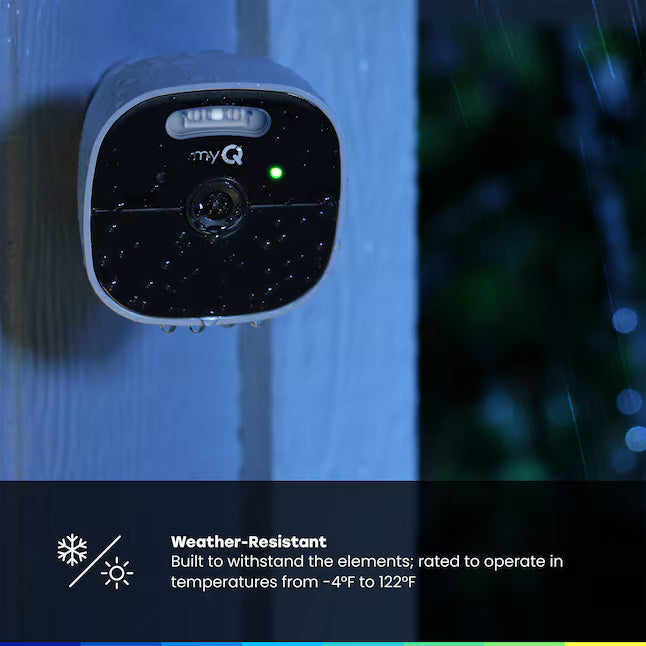 Chamberlain myQ Outdoor 1 -Channel 1 -Camera 2K Battery-operated Mounted No internal memory Internet Cloud-based Security Camera System