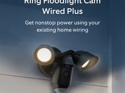 Ring Floodlight Cam Wired Plus - Smart Security Video Camera with 2 Motion-Activated LED Floodlights, 2-Way Talk, Color Night Vision, Black