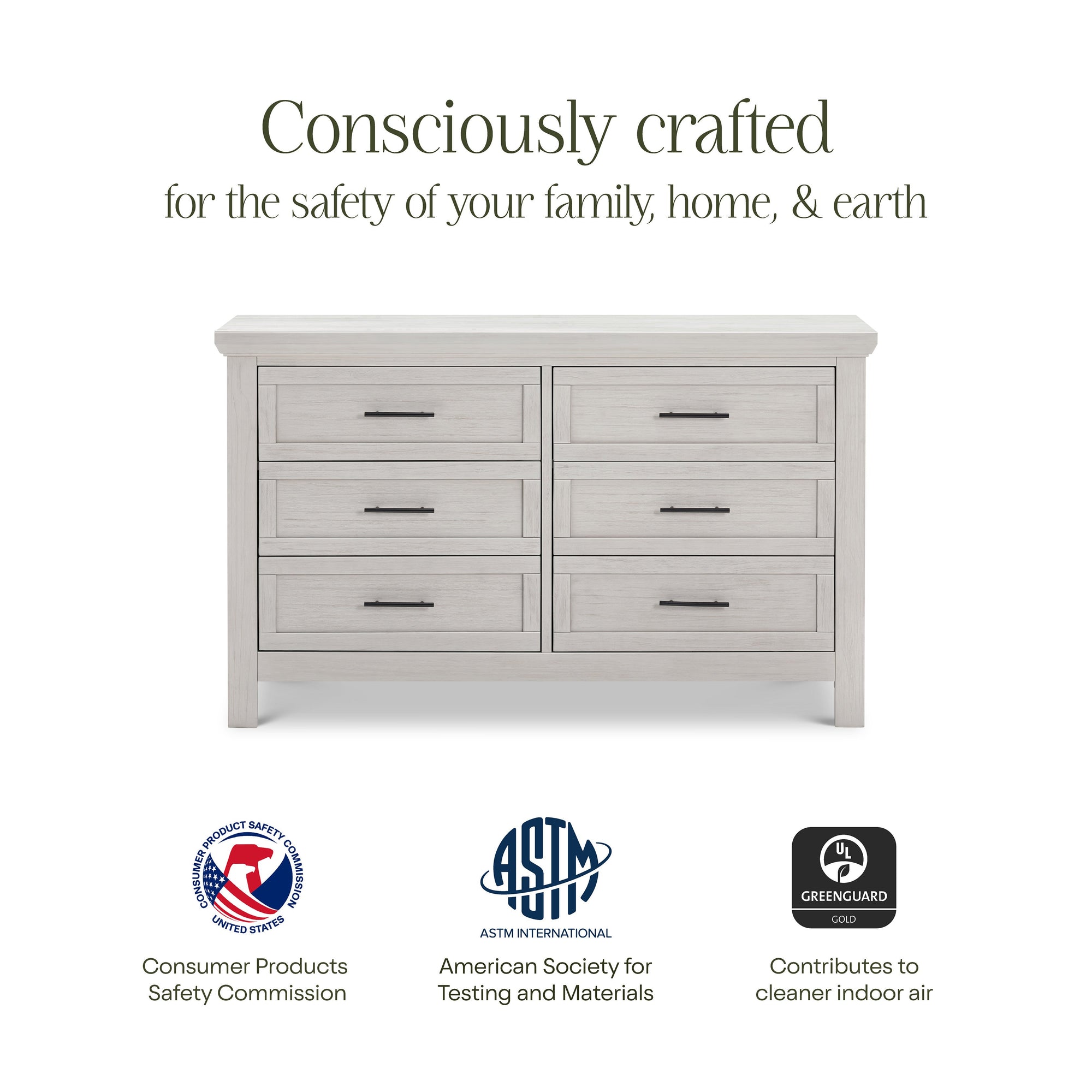 B14516WDF,Monogram by Namesake,Emory Farmhouse 6-Drawer Dresser in White Driftwood