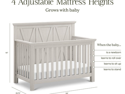 B14501WDF,Monogram by Namesake,Emory Farmhouse 4-in-1 Convertible Crib in White Driftwood