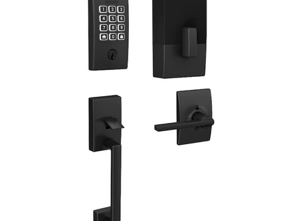 Schlage Arrive Century Matte Black Electronic Deadbolt and Century Handleset Bundle