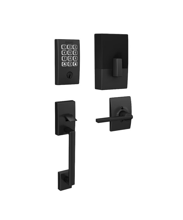 Schlage Arrive Century Matte Black Electronic Deadbolt and Century Handleset Bundle