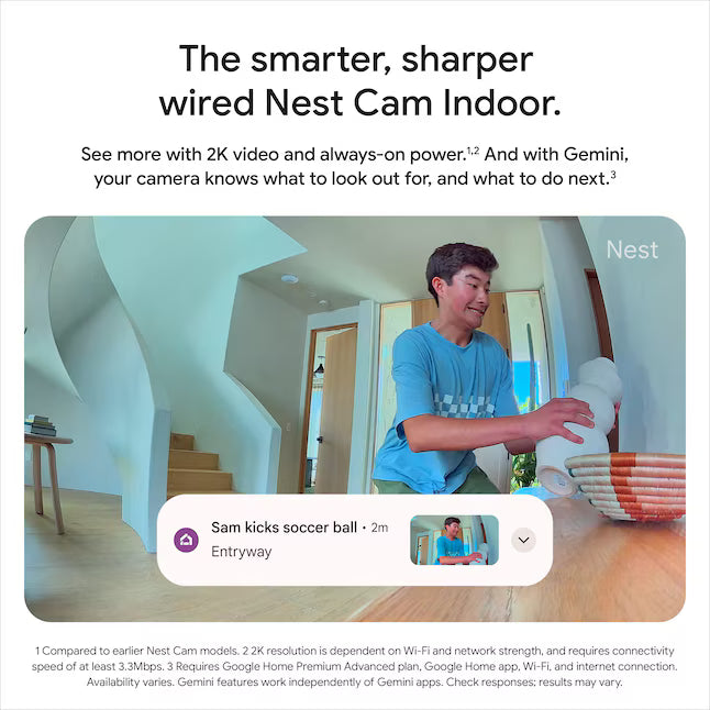 Google Nest Cam Indoor (wired, 3rd gen) - Snow
