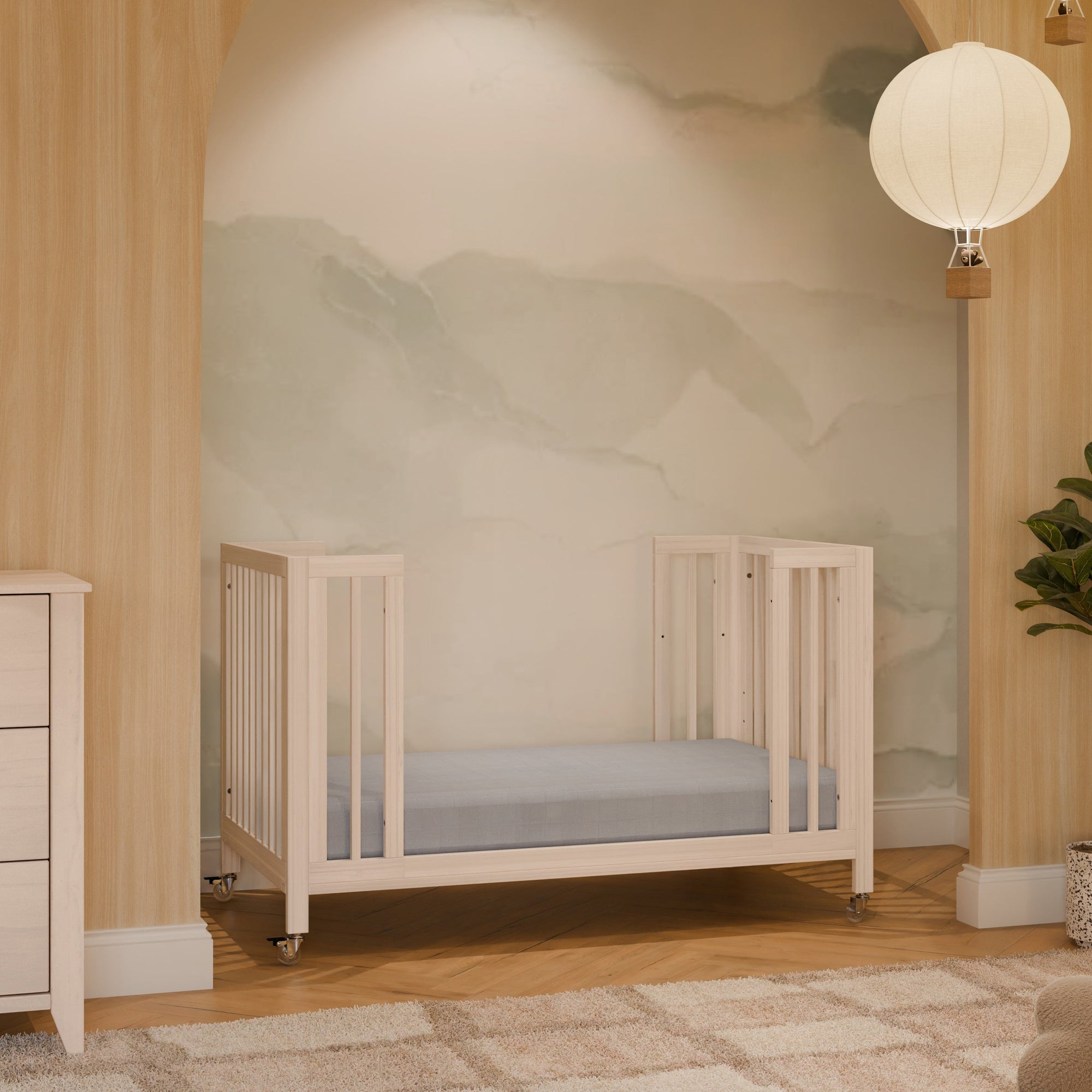 M30880NX,Babyletto,Rolli 9-in-1 Convertible All-Stages« Crib w/ Bassinet & Toddler Bed Kits in Washed Natural