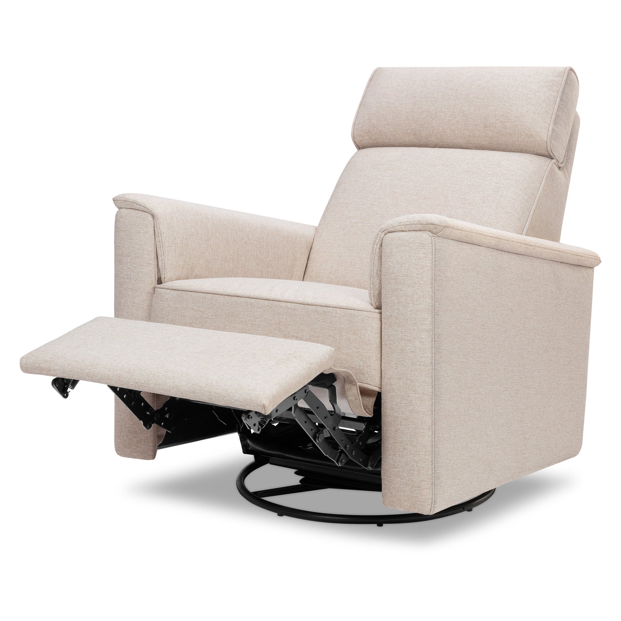 M17183PBEW,Namesake,Willa Deluxe Power Glider Recliner w/Heat&Massage in Performance Beach Eco-Weave