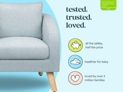 M30703HBLLF,DaVinci,Nina Kids Chair in Heathered Blue with Light Wood Feet