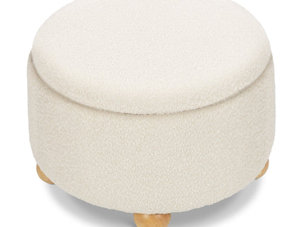 M30985PWBHF,Namesake,Tuffet Storage Ottoman in Performance Ivory Boucle w/Honey Ball Feet