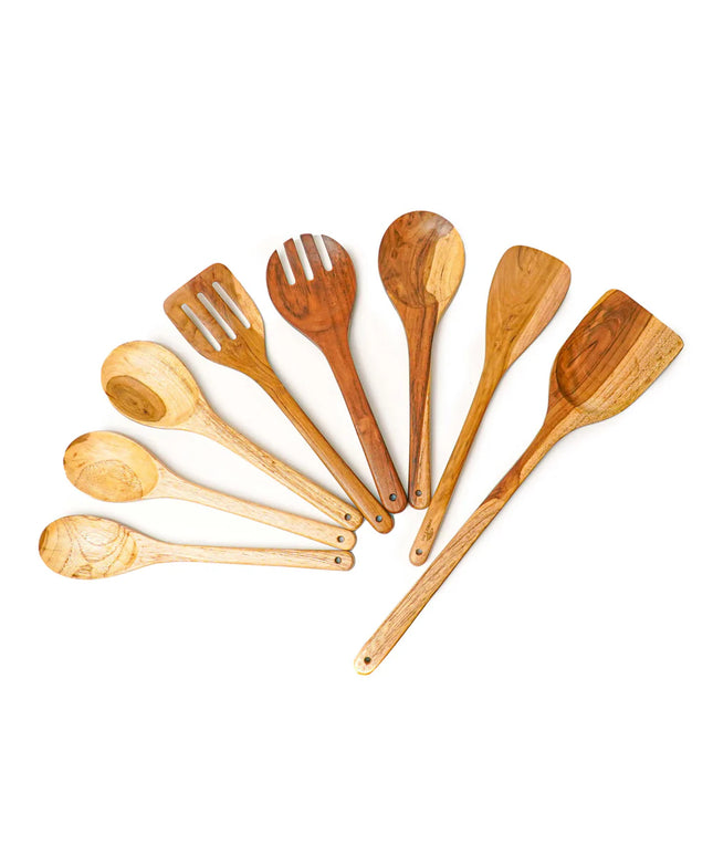 8-Pc Teak Wood Cooking Utensils Set