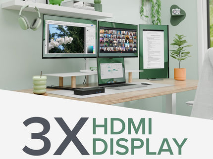 Plugable USB C Triple Display Docking Station with Laptop Charging, f