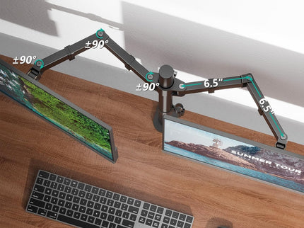 WALI Dual Monitor Stand – Desk Mount for 13–27" Screens, Holds up to 22 lbs per Arm, Height Adjustable, Swivel/Tilt/Rotation, VESA 75x75/100x100 – Black (M002)