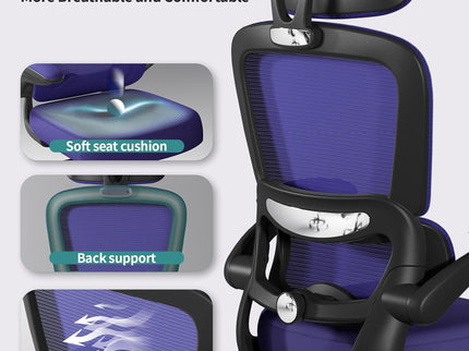 Ergonomic Office Chair – Mesh, High Back, Wheels – Violet