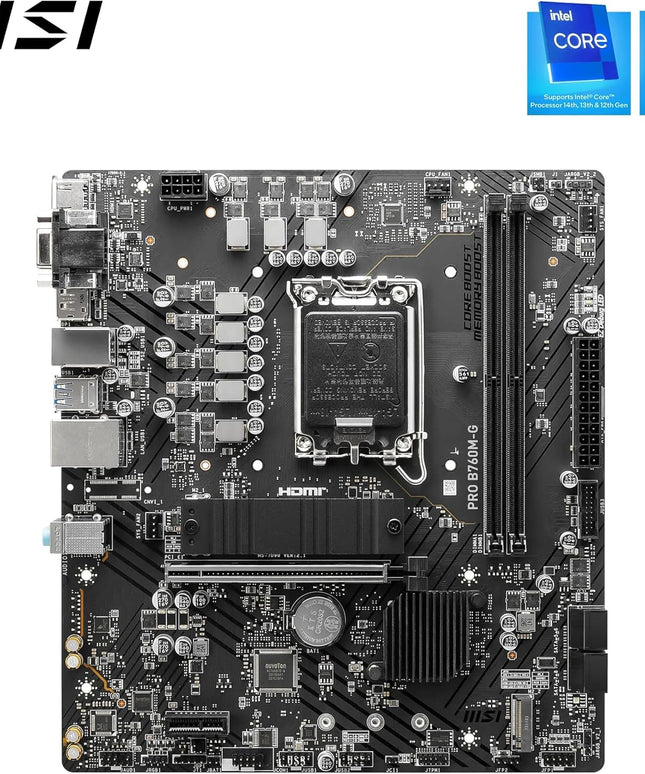 MSI PRO B760M-G Motherboard, Micro-ATX - Supports Intel 14th