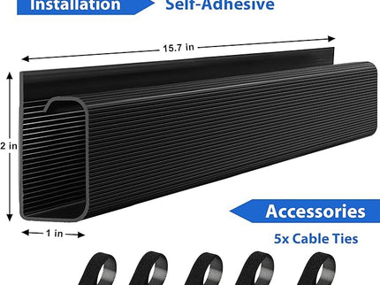 ZhiYo Under Desk Cable Management – 63" (4×15.7") J-Channel