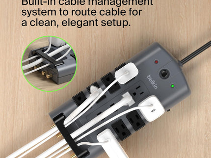 Belkin Surge Protector Power Strip w/ 8 Rotating & 4 Standard Outlets