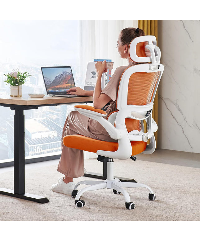 TRALT Ergonomic Office Chair – Mesh, High Back, Wheels – Orange