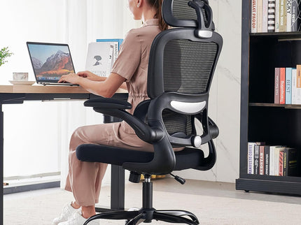 TRALT Ergonomic Office Chair – Mesh, High Back, Wheels – Black