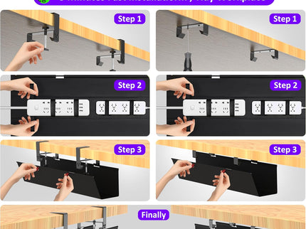 Under-Desk Cable Management Tray,