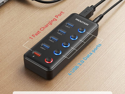 Powered USB Hub, Wenter 5 Ports USB 3.0 Hub