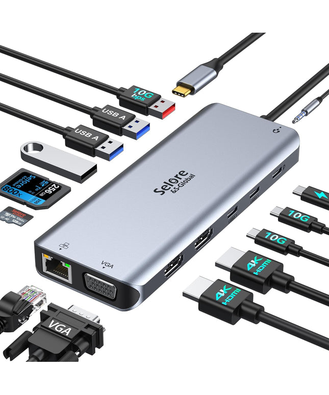 Selore USB C Docking Station Dual Monitor