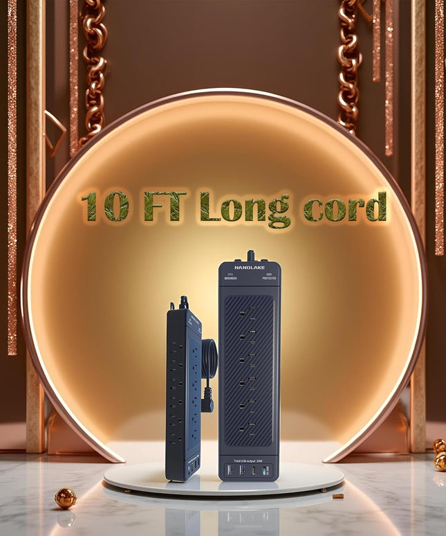 Surge Protector Power Strip Heavy Duty 10 ft Cord