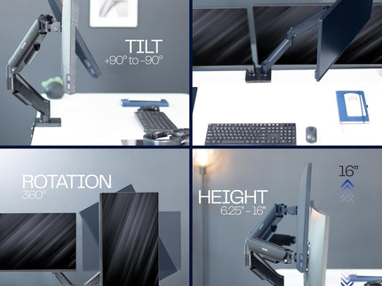 VIVO Dual Monitor Desk Mount – Pneumatic Arm, Fits up to 32" Screens (19.8 lbs per Arm), Articulating Counterbalance, VESA – STAND-V002O
