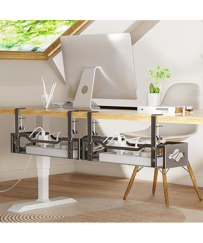 Under-Desk Cable Management Tray 2-Pack