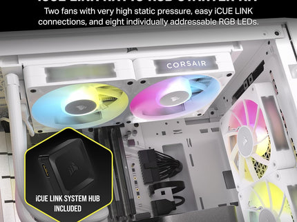 Corsair iCUE Link RX140 RGB 140mm PWM Fans, Dual Pack, Magnetic Dome, White