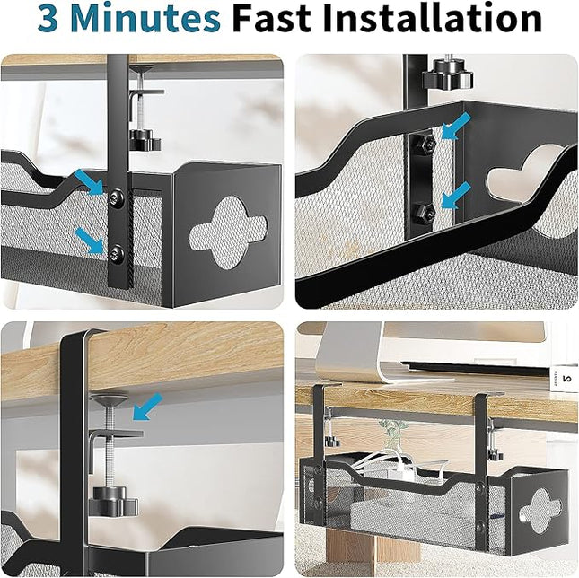 Under-Desk Cable Management Tray 2-Pack