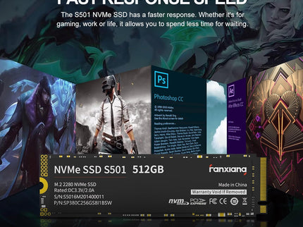 S501 512GB NVMe SSD 3D NAND1.3 PCIe Gen3x4 M.2 2280 Internal Solid State Drive (Read/Write Speed up to 2,150/1,600 MB/s) Compatible with Laptop & PC Desktop