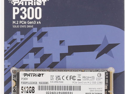 Patriot P300 M.2 PCIe Gen 3 x4 512GB Low-Power Consumption SSD