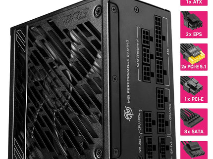 MSI MPG A1250GS PCIE5, Fully Modular Gaming 1250W Power Supply