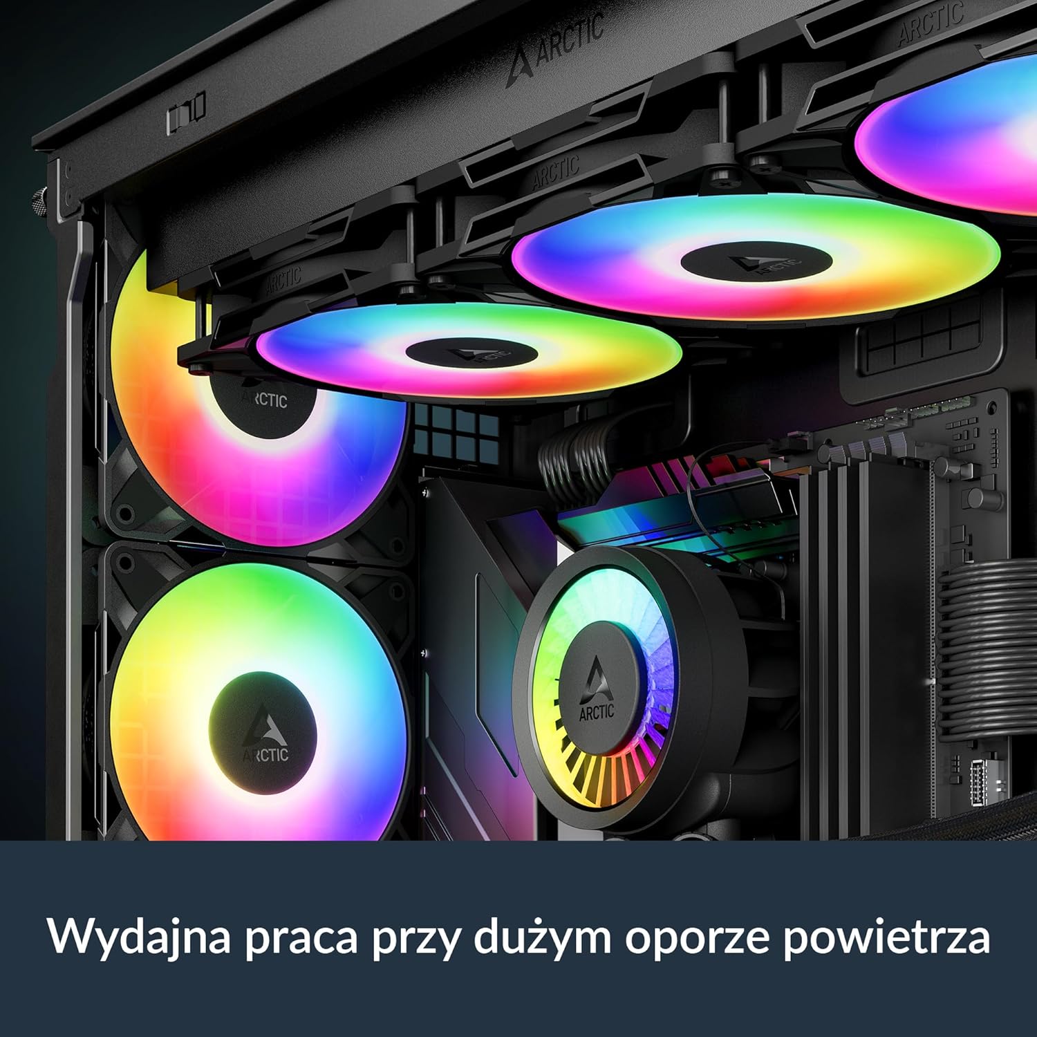 ARCTIC P14 Pro A-RGB 140mm PWM Fan – 400–2500 RPM, 5V Digital RGB, Fluid Dynamic Bearing – Black