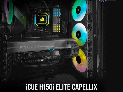 Corsair iCUE H150i Elite Capellix Liquid CPU Cooler, RGB Pump + Fans, 360mm for Radiator
