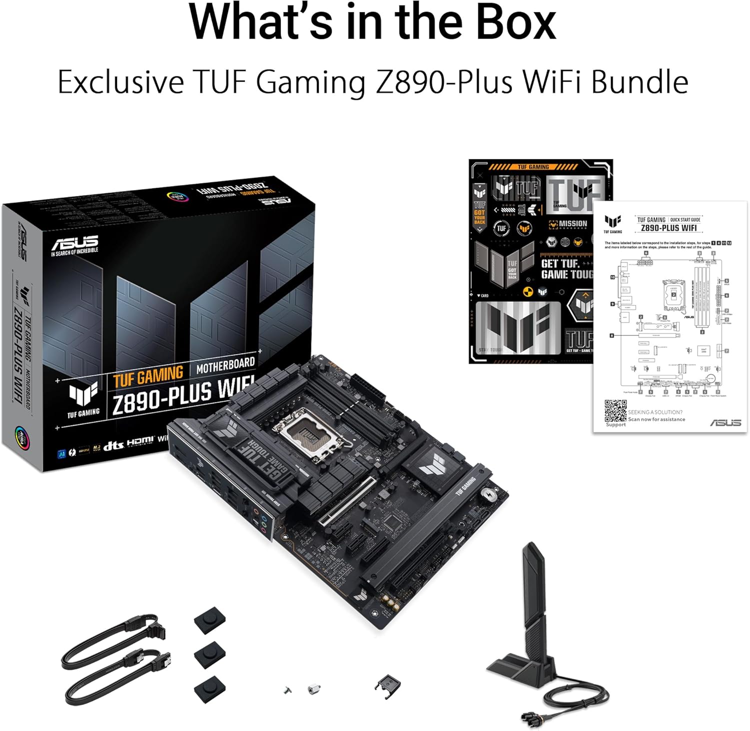 ASUS TUF Gaming Z890-PLUS WiFi Z890 LGA 1851 ATX Motherboard, Intel® Core™ Ultra Series 2 Ready, Advanced AI PC-Ready, 16+1+2+1 Stages, DDR5, PCIe® 5.0, Thunderbolt™ 4 Type-C®, 4X M.2, Wi-Fi 7, 2.5Gb