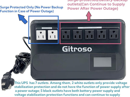 UPS 1000VA 500W Uninterruptible Power Supply
