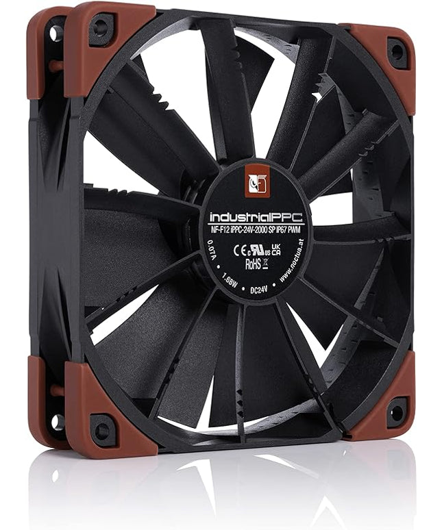 Noctua NF-F12 iPPC 24V 2000 RPM PWM Heavy-Duty 120mm Fan (Black, IP67)