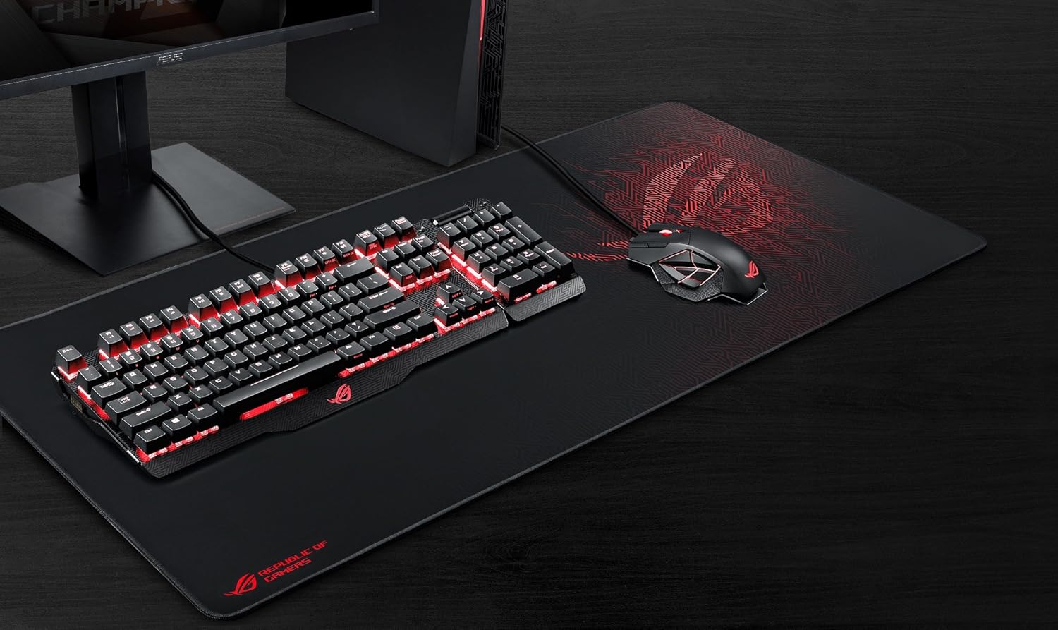 ASUS ROG Sheath BLK LTD – Extra-Large Gaming Mouse Pad, 35.4" × 17.3", Black, Ultra-Smooth for Precise Control, Anti-Fray Edges, Non-Slip Base.