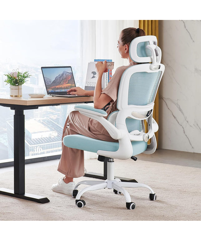 TRALT Ergonomic Office Chair – Mesh, High Back, Wheels – Blue