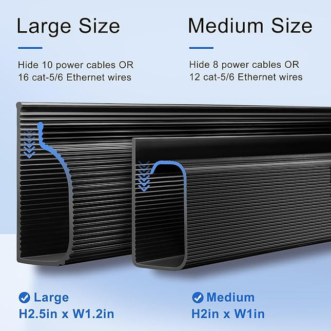 ZhiYo Under Desk Cable Management – 63" (4×15.7") J-Channel